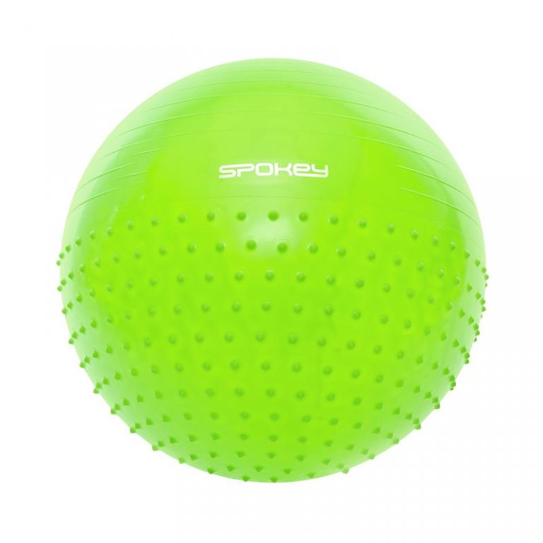 míč gymnastický Spokey HALF FIT 2v1 65cm zelený s pumpičkou