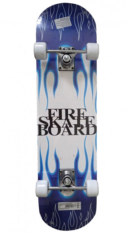 Skateboard barevný ohnivý modrý dřevěná deska