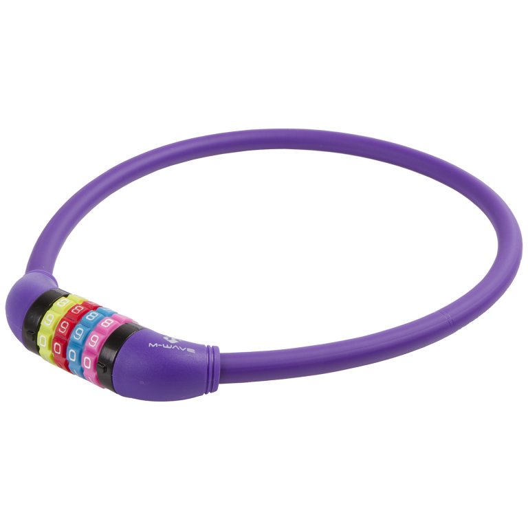 Zámek M-Wave 12x650mm kódový Security silicon fialový